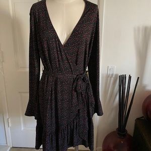 Michael Kors Black and Red Floral Midi Dress